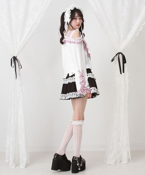 DearMyLove(ディアマイラブ)の「ワンショルダーハートレースフリルTシャツ(Tシャツ/カットソー・レディース・パープル/ブラック×ホワイト/レッド/ブラック・MEDIUM/LARGE/LL/3L)」の21枚目の写真