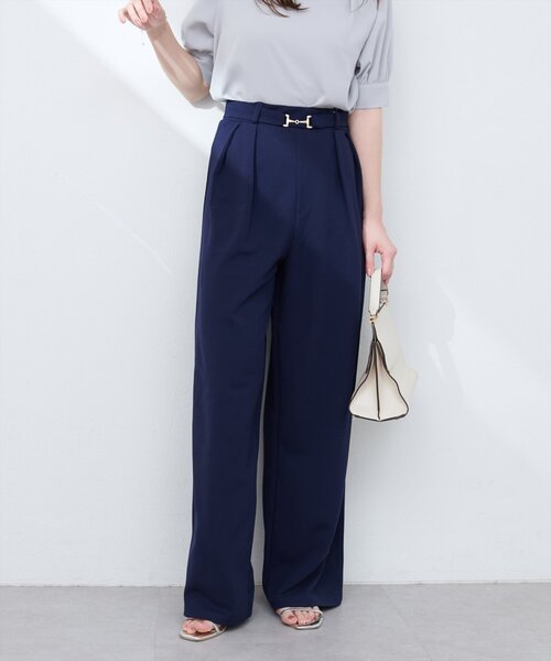 natural couture（ナチュラルクチュール）の「ビットベルトストレッチパンツ（その他パンツ・レディース・ネイビー/グレイッシュベージュ/ブラック・FREE）」の12枚目の写真