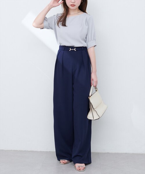 natural couture（ナチュラルクチュール）の「ビットベルトストレッチパンツ（その他パンツ・レディース・ネイビー/グレイッシュベージュ/ブラック・FREE）」の11枚目の写真