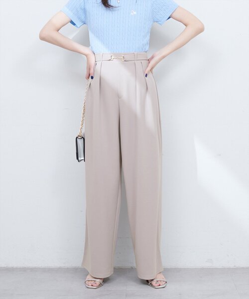 natural couture（ナチュラルクチュール）の「ビットベルトストレッチパンツ（その他パンツ・レディース・ネイビー/グレイッシュベージュ/ブラック・FREE）」の10枚目の写真