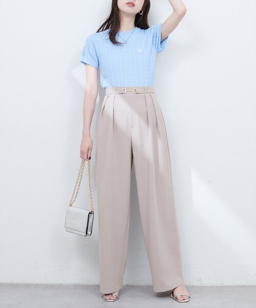 natural couture（ナチュラルクチュール）の「ビットベルトストレッチパンツ（その他パンツ・レディース・ネイビー/グレイッシュベージュ/ブラック・FREE）」の9枚目の写真