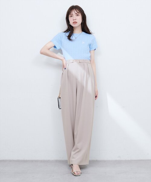 natural couture（ナチュラルクチュール）の「ビットベルトストレッチパンツ（その他パンツ・レディース・ネイビー/グレイッシュベージュ/ブラック・FREE）」の8枚目の写真