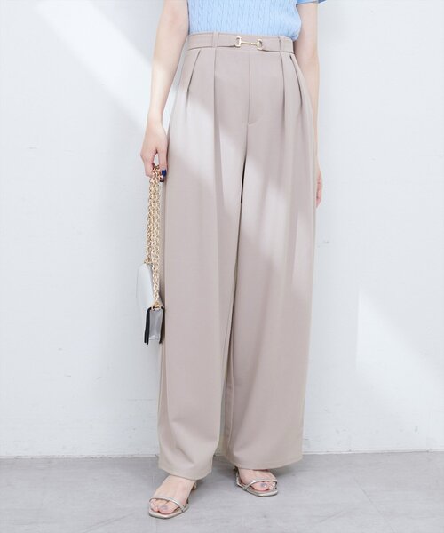 natural couture（ナチュラルクチュール）の「ビットベルトストレッチパンツ（その他パンツ・レディース・ネイビー/グレイッシュベージュ/ブラック・FREE）」の6枚目の写真