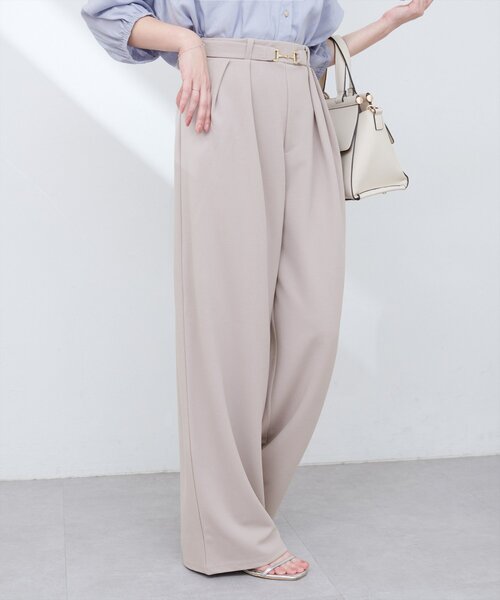 natural couture（ナチュラルクチュール）の「ビットベルトストレッチパンツ（その他パンツ・レディース・ネイビー/グレイッシュベージュ/ブラック・FREE）」の5枚目の写真