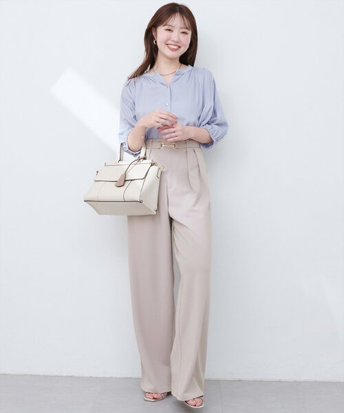 natural couture（ナチュラルクチュール）の「ビットベルトストレッチパンツ（その他パンツ・レディース・ネイビー/グレイッシュベージュ/ブラック・FREE）」の4枚目の写真