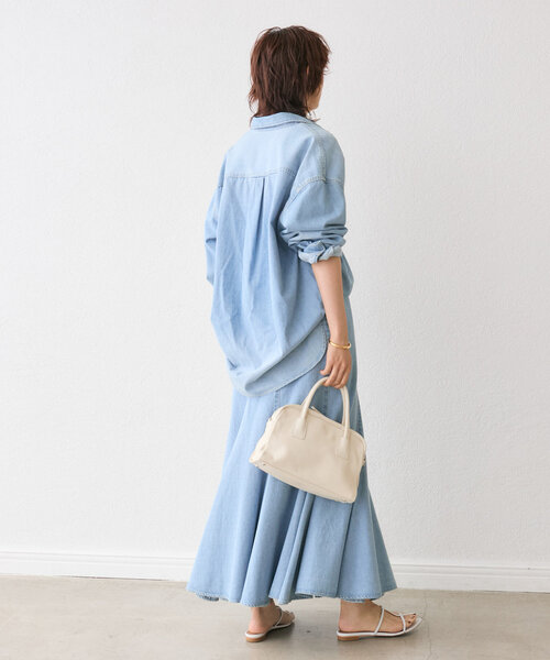 RIVE DROITE(リヴドロワ)の「【MONN.:.(モン)】ライトデニムマキシスカート(スカート・レディース・ブルー/サックスブルー・38/36)」の6枚目の写真