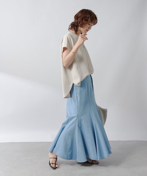 RIVE DROITE(リヴドロワ)の「【MONN.:.(モン)】ライトデニムマキシスカート(スカート・レディース・ブルー/サックスブルー・38/36)」の8枚目の写真