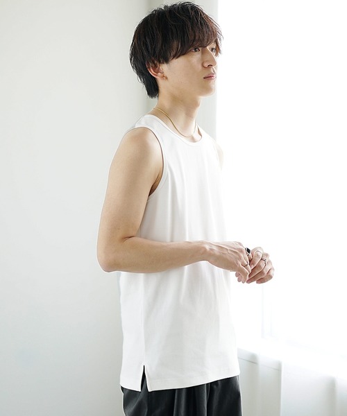 MinoriTY（マイノリティ）の「【MinoriTY】プレミアムコットンインナー専用タンクトップ メンズ フラットセミロング（タンクトップ・メンズ・ホワイト/ブラック・S/L/M）」の6枚目の写真