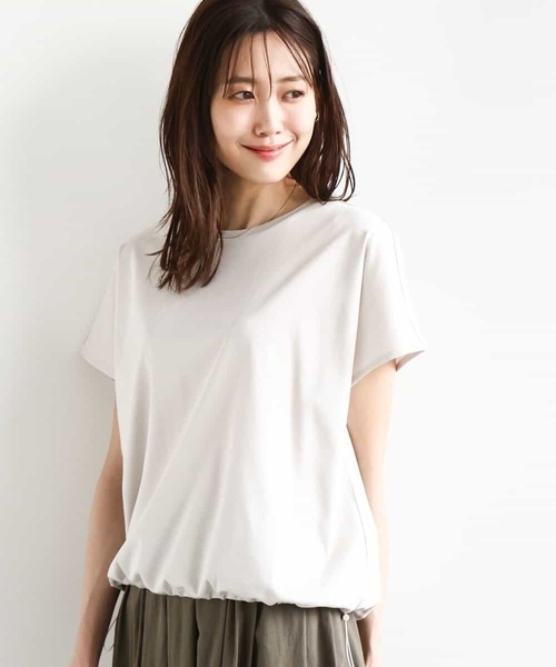 MK MICHEL KLEIN(エムケーミッシェルクラン)の「裾ドロストデザインカットソー/接触冷感/洗える(Tシャツ/カットソー・レディース・ブラウン系その他/グレイッシュベージュ/ホワイト/チャコールグレー・38)」の4枚目の写真