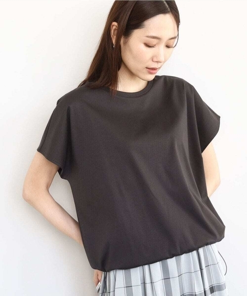 MK MICHEL KLEIN(エムケーミッシェルクラン)の「裾ドロストデザインカットソー/接触冷感/洗える(Tシャツ/カットソー・レディース・ブラウン系その他/グレイッシュベージュ/ホワイト/チャコールグレー・38)」の2枚目の写真