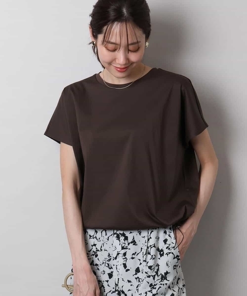 MK MICHEL KLEIN(エムケーミッシェルクラン)の「裾ドロストデザインカットソー/接触冷感/洗える(Tシャツ/カットソー・レディース・ブラウン系その他/グレイッシュベージュ/ホワイト/チャコールグレー・38)」の5枚目の写真