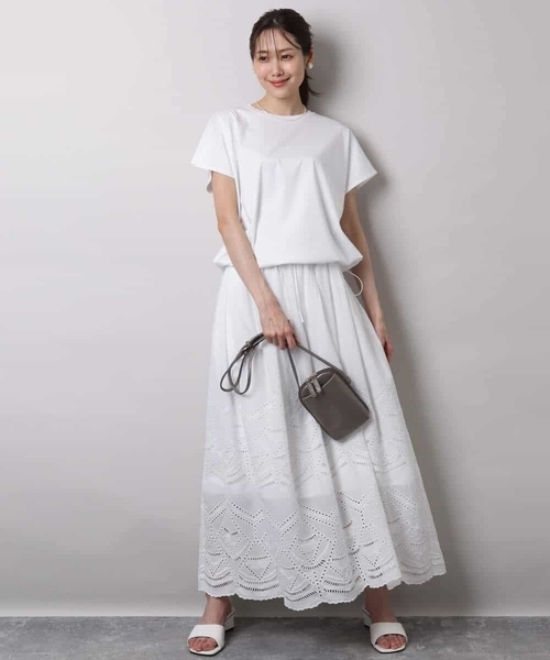 MK MICHEL KLEIN(エムケーミッシェルクラン)の「裾ドロストデザインカットソー/接触冷感/洗える(Tシャツ/カットソー・レディース・ブラウン系その他/グレイッシュベージュ/ホワイト/チャコールグレー・38)」の10枚目の写真