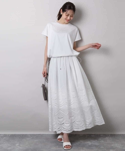 MK MICHEL KLEIN(エムケーミッシェルクラン)の「裾ドロストデザインカットソー/接触冷感/洗える(Tシャツ/カットソー・レディース・ブラウン系その他/グレイッシュベージュ/ホワイト/チャコールグレー・38)」の11枚目の写真