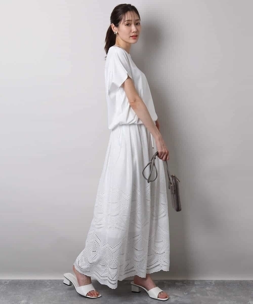 MK MICHEL KLEIN(エムケーミッシェルクラン)の「裾ドロストデザインカットソー/接触冷感/洗える(Tシャツ/カットソー・レディース・ブラウン系その他/グレイッシュベージュ/ホワイト/チャコールグレー・38)」の12枚目の写真