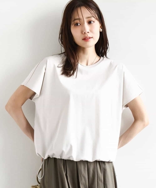 MK MICHEL KLEIN(エムケーミッシェルクラン)の「裾ドロストデザインカットソー/接触冷感/洗える(Tシャツ/カットソー・レディース・ブラウン系その他/グレイッシュベージュ/ホワイト/チャコールグレー・38)」の15枚目の写真