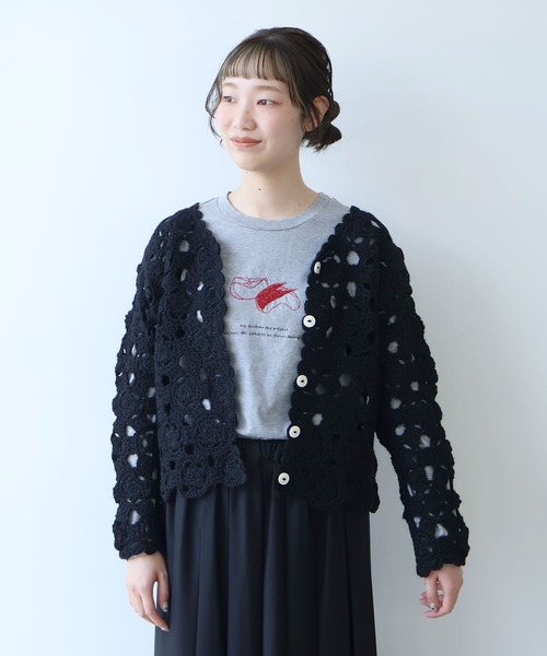 bulle de savon（ビュルデサボン）の「ネパールハンドニット かぎ針レース カーディガン（カーディガン/ボレロ・レディース・ホワイト/レッド/ブラック・FREE）」の2枚目の写真