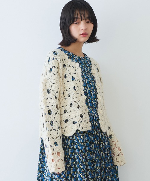 bulle de savon（ビュルデサボン）の「ネパールハンドニット かぎ針レース カーディガン（カーディガン/ボレロ・レディース・ホワイト/レッド/ブラック・FREE）」の5枚目の写真