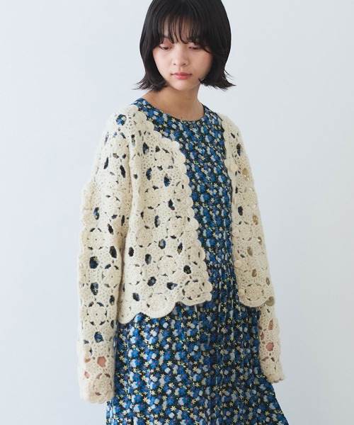 bulle de savon（ビュルデサボン）の「ネパールハンドニット かぎ針レース カーディガン（カーディガン/ボレロ・レディース・ホワイト/レッド/ブラック・FREE）」の6枚目の写真