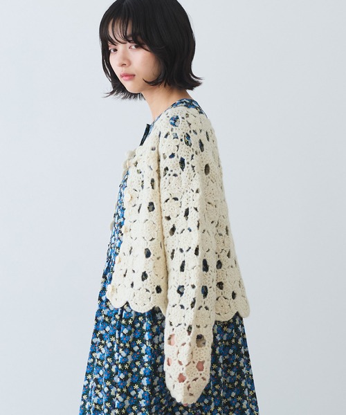 bulle de savon（ビュルデサボン）の「ネパールハンドニット かぎ針レース カーディガン（カーディガン/ボレロ・レディース・ホワイト/レッド/ブラック・FREE）」の7枚目の写真