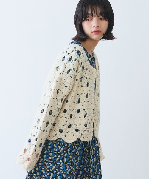 bulle de savon（ビュルデサボン）の「ネパールハンドニット かぎ針レース カーディガン（カーディガン/ボレロ・レディース・ホワイト/レッド/ブラック・FREE）」の8枚目の写真