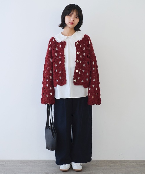bulle de savon（ビュルデサボン）の「ネパールハンドニット かぎ針レース カーディガン（カーディガン/ボレロ・レディース・ホワイト/レッド/ブラック・FREE）」の22枚目の写真