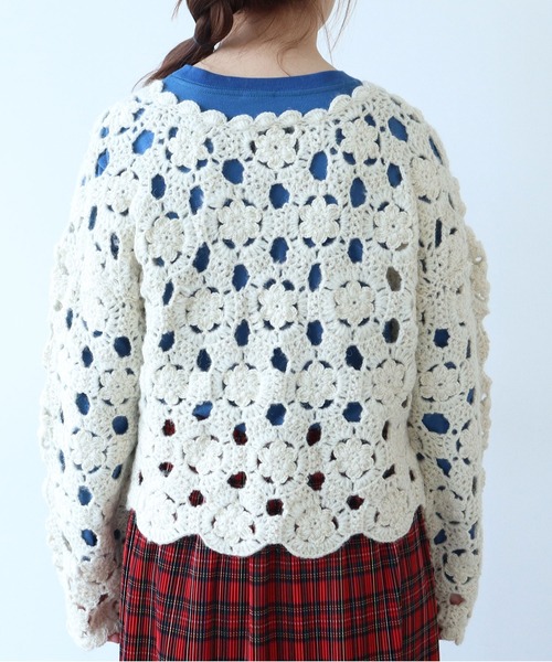 セール】ネパールハンドニット かぎ針レース カーディガン