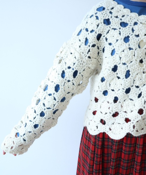 セール】ネパールハンドニット かぎ針レース カーディガン