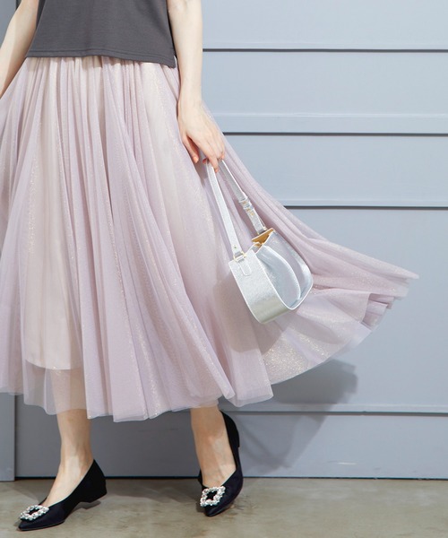 12Twelve Agenda（トゥエルブ　アジェンダ）の「ラメチュールボリュームギャザースカート（スカート・レディース・ライトグレー/ピンク・M）」の11枚目の写真