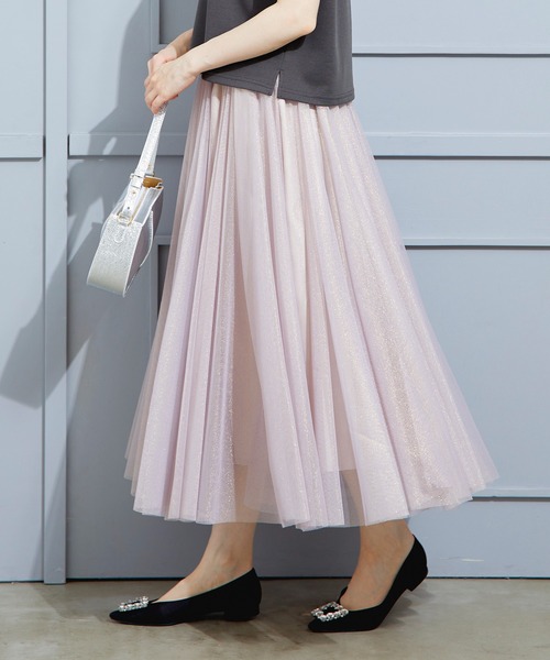 12Twelve Agenda（トゥエルブ　アジェンダ）の「ラメチュールボリュームギャザースカート（スカート・レディース・ライトグレー/ピンク・M）」の13枚目の写真