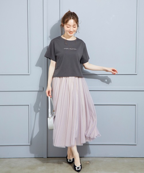 12Twelve Agenda（トゥエルブ　アジェンダ）の「ラメチュールボリュームギャザースカート（スカート・レディース・ライトグレー/ピンク・M）」の15枚目の写真