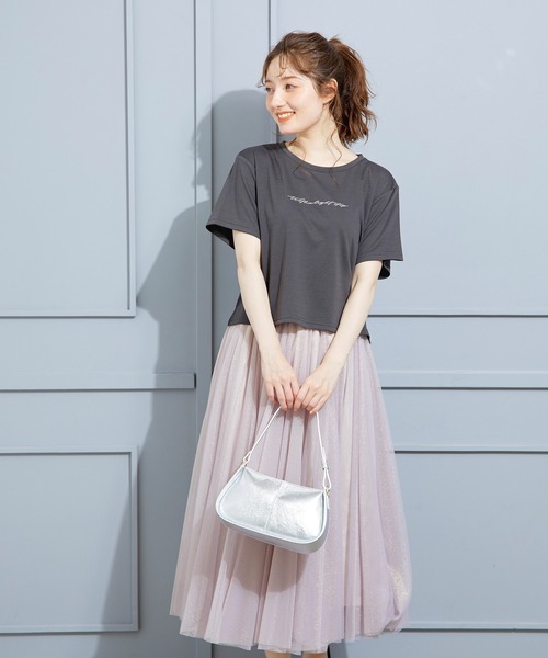 12Twelve Agenda（トゥエルブ　アジェンダ）の「ラメチュールボリュームギャザースカート（スカート・レディース・ライトグレー/ピンク・M）」の16枚目の写真