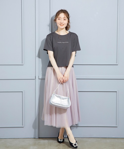 12Twelve Agenda（トゥエルブ　アジェンダ）の「ラメチュールボリュームギャザースカート（スカート・レディース・ライトグレー/ピンク・M）」の17枚目の写真