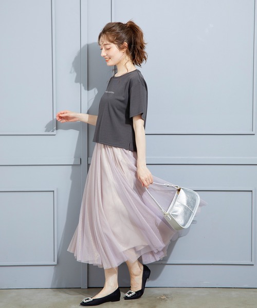 12Twelve Agenda（トゥエルブ　アジェンダ）の「ラメチュールボリュームギャザースカート（スカート・レディース・ライトグレー/ピンク・M）」の18枚目の写真