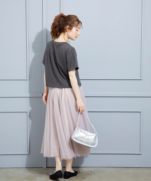 12Twelve Agenda（トゥエルブ　アジェンダ）の「ラメチュールボリュームギャザースカート（スカート・レディース・ライトグレー/ピンク・M）」の3枚目の写真
