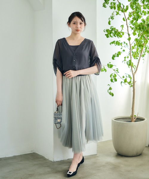 12Twelve Agenda（トゥエルブ　アジェンダ）の「ラメチュールボリュームギャザースカート（スカート・レディース・ライトグレー/ピンク・M）」の8枚目の写真