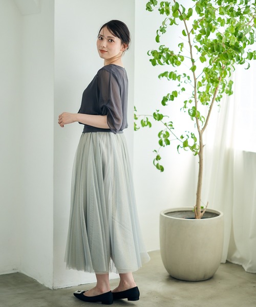 12Twelve Agenda（トゥエルブ　アジェンダ）の「ラメチュールボリュームギャザースカート（スカート・レディース・ライトグレー/ピンク・M）」の9枚目の写真