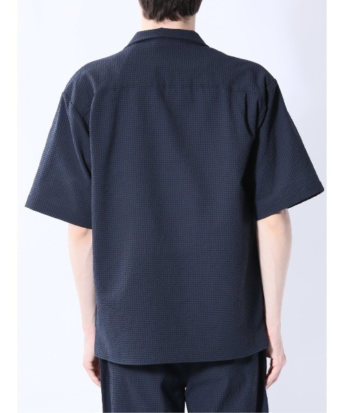 m.f.editorial（エムエフエディトリアル）の「【マシンウォッシャブル】m.f.エディトリアル メンズ circle motion Air オープンカラーストレッチ半袖シャツ(セットアップ可能)（シャツ/ブラウス・メンズ・ブラック/ネイビー・X-LARGE/LARGE/MEDIUM）」の6枚目の写真