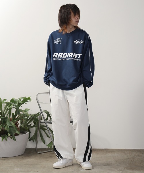 SUGGESTION（サジェッション）の「SUGGESTION/サジェッション サッカー デザイン トレーナー（スウェット・メンズ・ネイビー×ホワイト/ブラック×ホワイト/グレー×サックスブルー/グレー系その他/ブラック×グレー・M/L）」の9枚目の写真