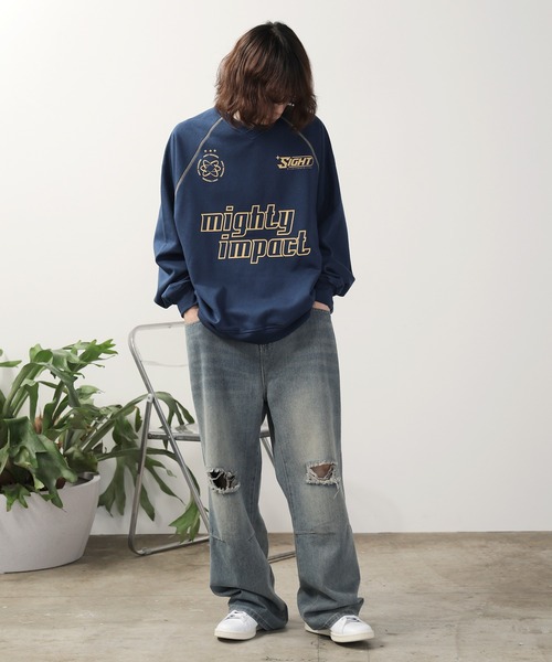 SUGGESTION（サジェッション）の「SUGGESTION/サジェッション サッカー デザイン トレーナー（スウェット・メンズ・ネイビー×ホワイト/ブラック×ホワイト/グレー×サックスブルー/グレー系その他/ブラック×グレー・M/L）」の19枚目の写真