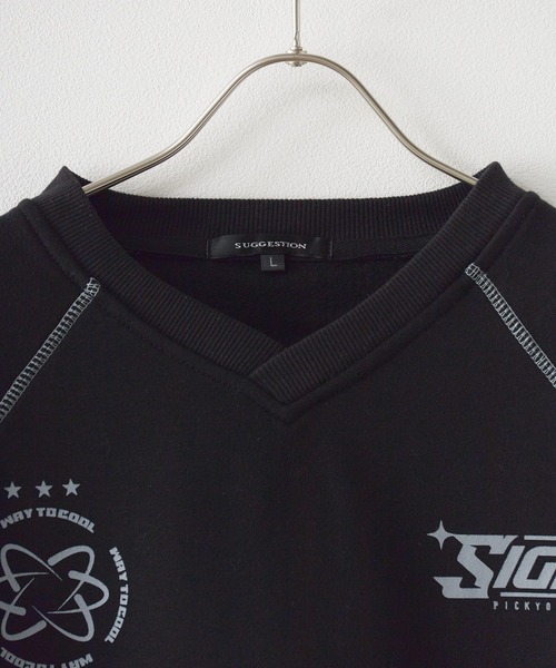 SUGGESTION（サジェッション）の「SUGGESTION/サジェッション サッカー デザイン トレーナー（スウェット・メンズ・ネイビー×ホワイト/ブラック×ホワイト/グレー×サックスブルー/グレー系その他/ブラック×グレー・M/L）」の21枚目の写真