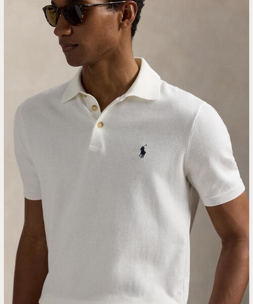 POLO RALPH LAUREN（ポロ ラルフ ローレン）の「コットン ポロカラー セーター（ニット/セーター・メンズ・ホワイト・L/M/S/XXL/XS/XL）」の7枚目の写真