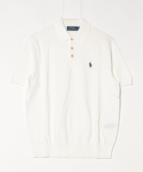 POLO RALPH LAUREN（ポロ ラルフ ローレン）の「コットン ポロカラー セーター（ニット/セーター・メンズ・ホワイト・L/M/S/XXL/XS/XL）」の2枚目の写真