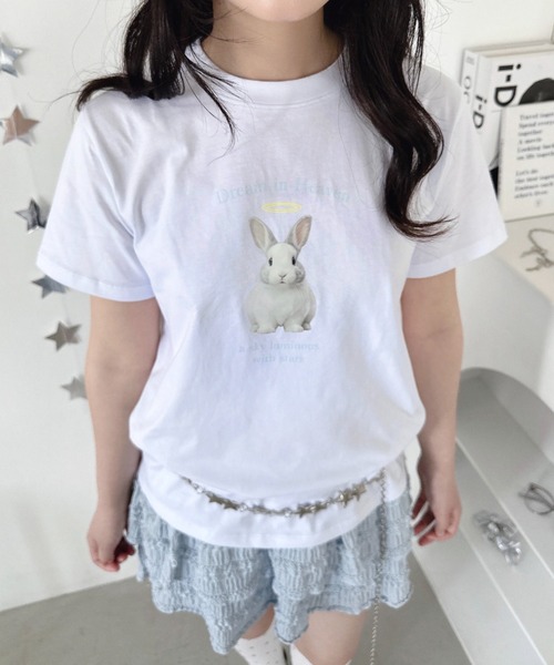 Loueme(ルエム)の「エンジェルバニーロゴTシャツ(Tシャツ/カットソー・レディース・グレー/ブラック/ホワイト・FREE)」の1枚目の写真