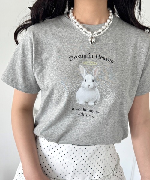 Loueme(ルエム)の「エンジェルバニーロゴTシャツ(Tシャツ/カットソー・レディース・グレー/ブラック/ホワイト・FREE)」の4枚目の写真