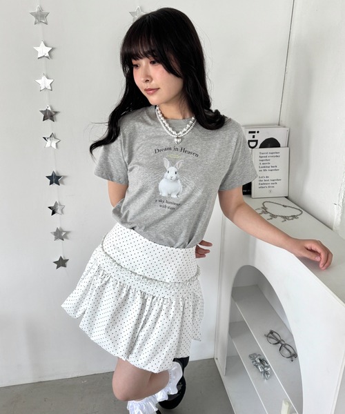 Loueme(ルエム)の「エンジェルバニーロゴTシャツ(Tシャツ/カットソー・レディース・グレー/ブラック/ホワイト・FREE)」の8枚目の写真