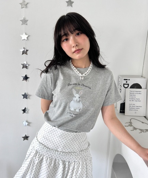 Loueme(ルエム)の「エンジェルバニーロゴTシャツ(Tシャツ/カットソー・レディース・グレー/ブラック/ホワイト・FREE)」の6枚目の写真