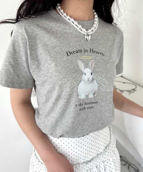 Loueme(ルエム)の「エンジェルバニーロゴTシャツ(Tシャツ/カットソー・レディース・グレー/ブラック/ホワイト・FREE)」の5枚目の写真