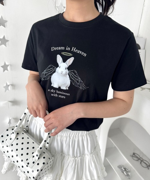 Loueme(ルエム)の「エンジェルバニーロゴTシャツ(Tシャツ/カットソー・レディース・グレー/ブラック/ホワイト・FREE)」の19枚目の写真