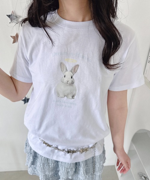 Loueme(ルエム)の「エンジェルバニーロゴTシャツ(Tシャツ/カットソー・レディース・グレー/ブラック/ホワイト・FREE)」の11枚目の写真