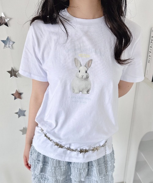 Loueme(ルエム)の「エンジェルバニーロゴTシャツ(Tシャツ/カットソー・レディース・グレー/ブラック/ホワイト・FREE)」の12枚目の写真
